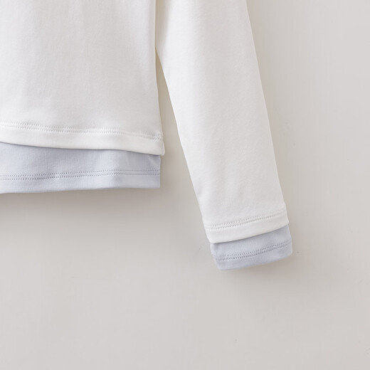 MARC&JANIE American casual girls' fake two-piece pleated T-shirt children's long-sleeved top spring new style 560187 white 110 cm (recommended height 101-110cm)