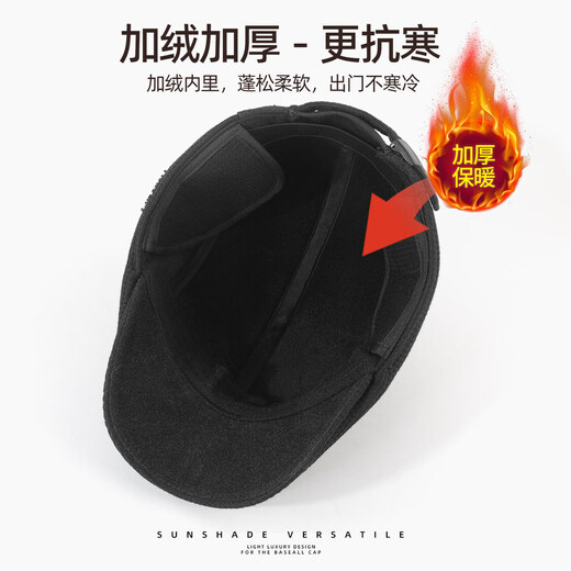 SOOKI Retro Progressive Hat Men's Autumn and Winter New Warm Middle-aged and Elderly Dad and Grandpa Windproof Beret Casual Old Man Hat Black Two-piece Set Hat + Scarf M (56-60cm)