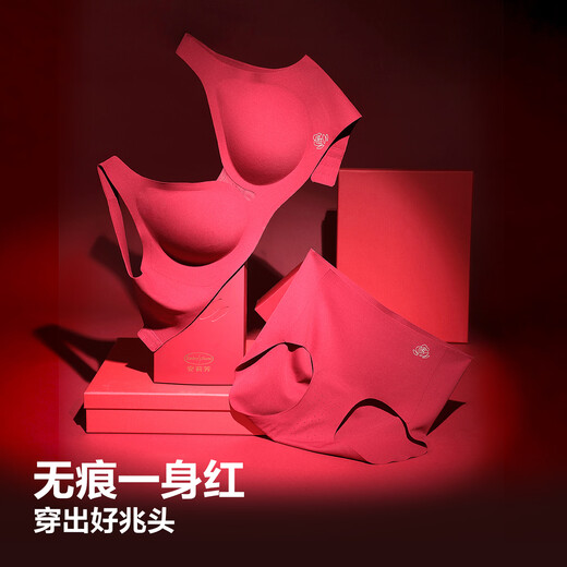 Embry Rose Red Box Red Zodiac Year Vest Underwear Set No Wires Seamless Bra New Year Gift Rose Red ROS XL