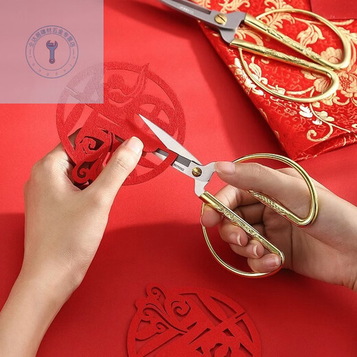 Shushe gold scissors household dragon and phoenix stainless steel scissors wedding retro opening ribbon cutting golden thread cutting scissors No. 1 dragon and phoenix scissors with free tassels