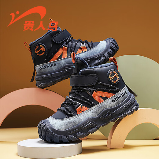 Guirenniao children's shoes plus velvet cotton shoes to keep warm in autumn and winter 2025 new style 23190M velvet running shoes casual shoes denim blue (large cotton) 28 inner length 17.7/foot length 16.7