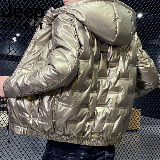 JEEP Jeep International Brand Winter Glossy Down Jacket Men's Short Warm Thickened Washable Coldproof Casual Sports Jacket 619-Black M 80-110Jin Jin equals 0.5 kg