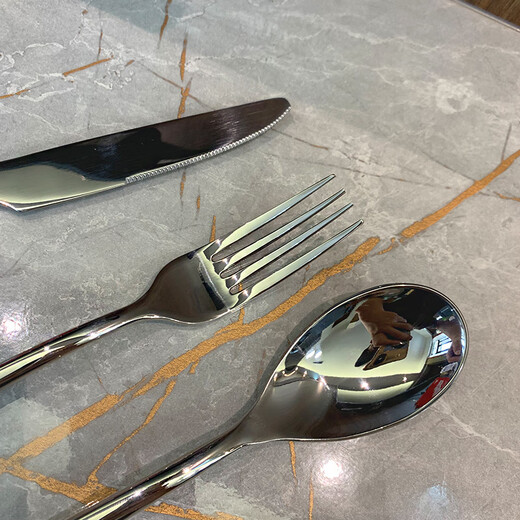 Qiao Bo Lai Hong Kong style solid thick high-end hotel recommended home steak knife, fork and spoon tableware Western food set dining room three-piece set
