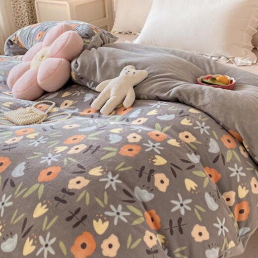 Fantasy duvet cover single piece double-sided velvet duvet cover single double set Luohua Chunyuan milk velvet single duvet cover 220x240cm