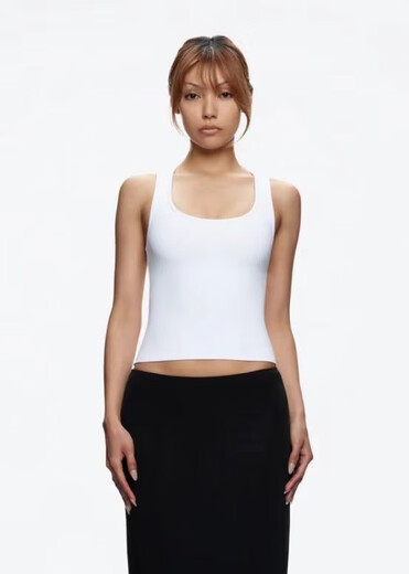 Spot tankair hot girl tight-fitting high-elastic square collar I-shaped vest for women fitness quick-drying sports short top white XS