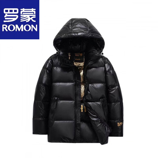 罗蒙黑金羽绒服鸭绒服2025短款面包服男女款情侣外套加厚冬季防寒 黑金短款 XL 【140-160斤】