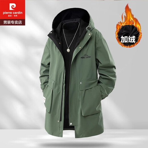 皮尔卡丹（pierre cardin）秋冬中长款风衣男加肥加大胖子夹棉防风特大码加棉薄棉衣二棉外套 2022黑色（秋冬 加棉款） 2XL