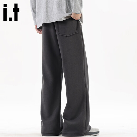 CHOCOOLATE it meniscus spliced casual pants men's trendy loose autumn and winter straight casual pants dark gray M