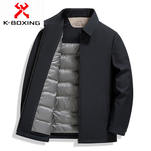 KBXNG Lapel Lapel Lightweight Down Jacket Men's Winter New Middle-aged Dad Korean Style Atmosphere Warm Casual Simple Outer Black M 170