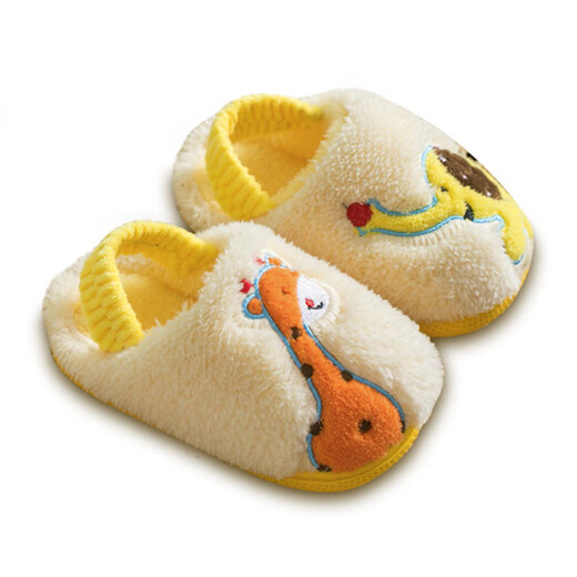 Aoyanlai new product children's cotton slippers baby winter boys home indoor non-slip bag with 1 to 2 years old new girl giraffe beige cotton slippers 13 140 inner length 13cm _ slippers with back straps