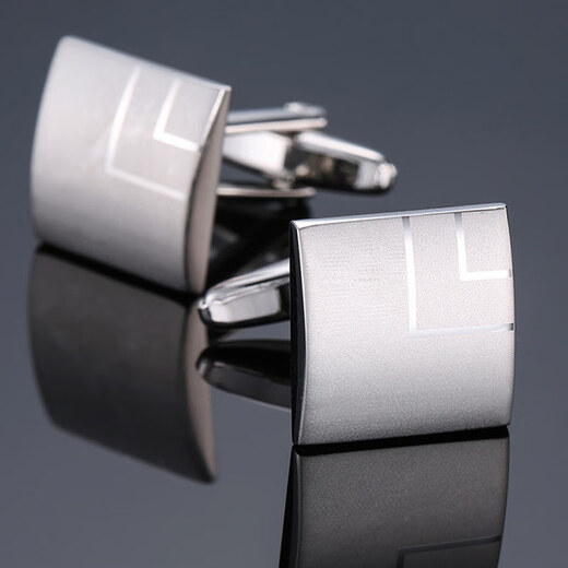 Fat Donglai same style cufflinks men's laser metal French shirt glossy plaid copper material rust-free button sleeves silver simple style