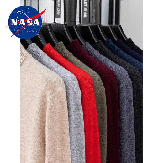 nasawassup【100%绵羊毛】羊毛衫男士秋冬圆领针织衫保暖毛衣中年休闲打底衫 高级灰 XL 【130-155斤】