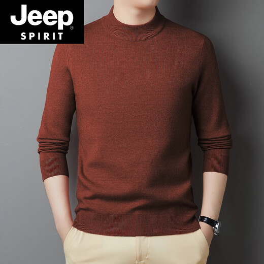 JEEP SPIRIT2025 Новый шерстяной свитер на осень и зиму, мужской получерепаховый воротник, утепленный теплый свитер среднего возраста, шерстяной нижний свитер для мужчин, черный получерепаховый воротник, 2XL 180 Подходит для роста 160-180 Джин Джин равен 0,5 кг