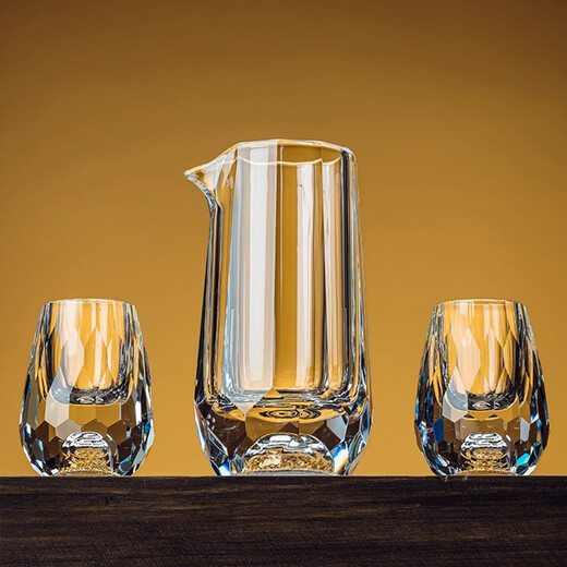 Yusenyi high-end gold foil crystal white wine cup household glass small wine cup two liang white wine divider wine gift box set gold foil water drop cup X6 gold foil faceted pot X6 orange leather case 66