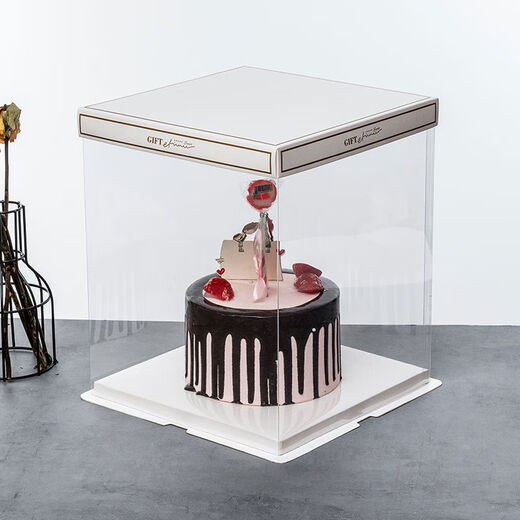 Birthday box transparent 4681012 inch square box packaging box 50 sets factory direct sale gold edge hot stamping LOGO 50 sets 6 inch extra high 22*22*45CM