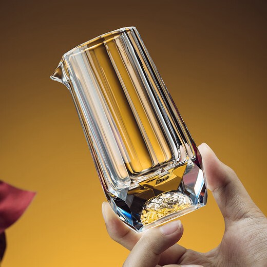 Shijanu crystal diamond faceted white wine cup set gold foil household glass wine dispenser wine pot wine cup gift box diamond gold foil cup * 6 pieces + gold foil faceted pot gift box