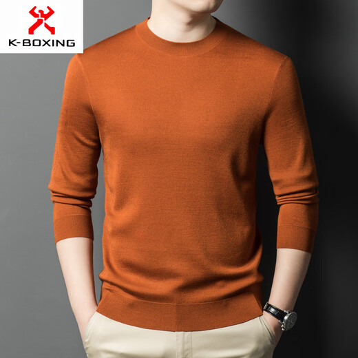 KBXNG Jinba business men's flat worsted wool sweater round neck pullover autumn and winter long-sleeved men's bottoming shirt casual business men white one size 110