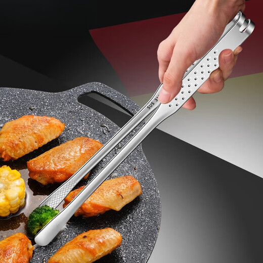 Germany MUJU stainless steel barbecue tongs extended and thickened anti-scalding barbecue tongs kitchen multi-functional cooking tongs easy to clean 316 stainless steel barbecue tongs small size