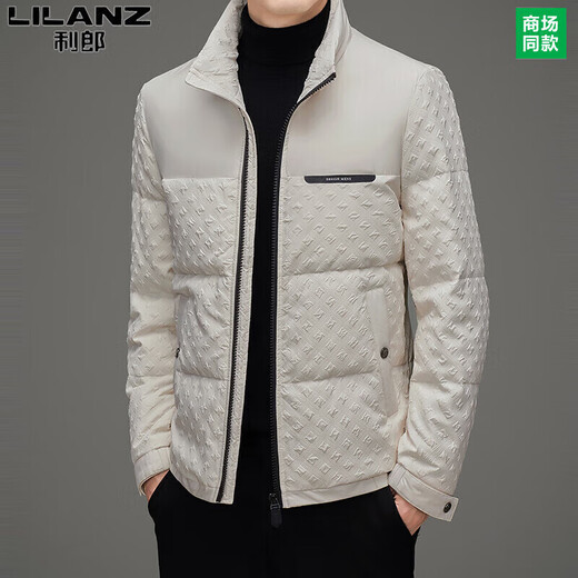 LILANZ Men's 2025 Winter Down Jacket Short Stand Collar Business Casual White Duck Down Versatile Solid Color Jacket White M 100-120Jin Jin equals 0.5 kg