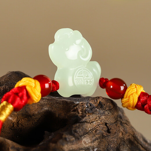 Phoenix Jewelry Zodiac Year Amulet Mahetian Jade Bracelet Year of the Horse Red Rope Bracelet Children's New Year Gift Girls