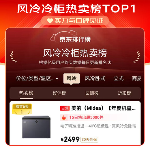 Midea's Annual Machine King Frost-Free King 281L Single Temperature Household Freezer Air-cooled Frost-free - 40 Degree Ultra-low Temperature Refrigerator Freezer BD/BC-281WKGEMS Trade-In