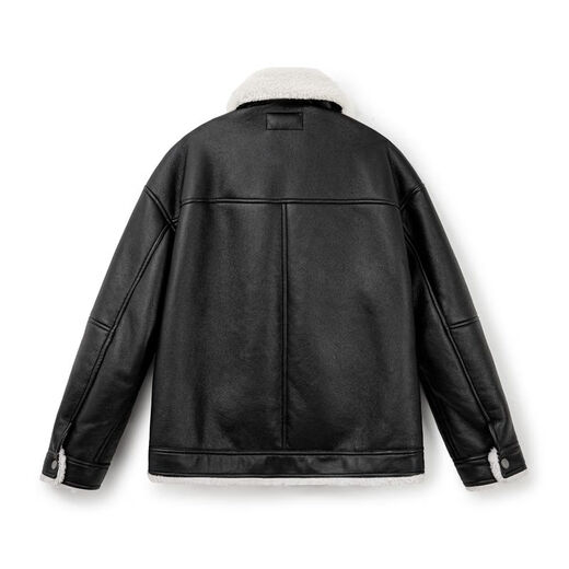 Madden workwear American G1 flight suit jacket bomber imitation lamb velvet pebbled leather jacket warm thick jacket men winter black bomber leather jacket/imitation leather jacket plus velvet thickening/leather jacket men's XL