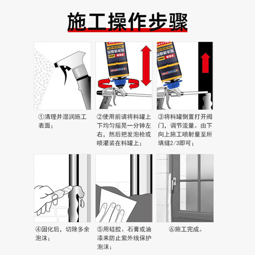 VIKAGU foam glue A1 grade high hardness and anti-shrinkage reinforced polyurethane foam caulking agent door and window sealing barrel integrated VPU305 900g