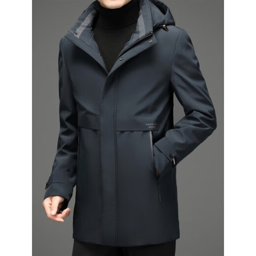 利郎（LILANZ）新款男士羽绒服中长款高端品牌可水洗冬季新款加厚鸭绒上衣服 黑色 【90白鸭绒可脱卸帽+内胆】 M 170 适合体重(100-120斤)