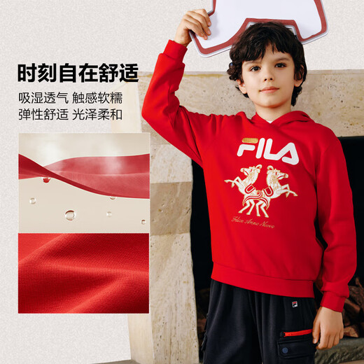 FILA children's sweatshirt 2026 spring men's and large children's hooded sweatshirt