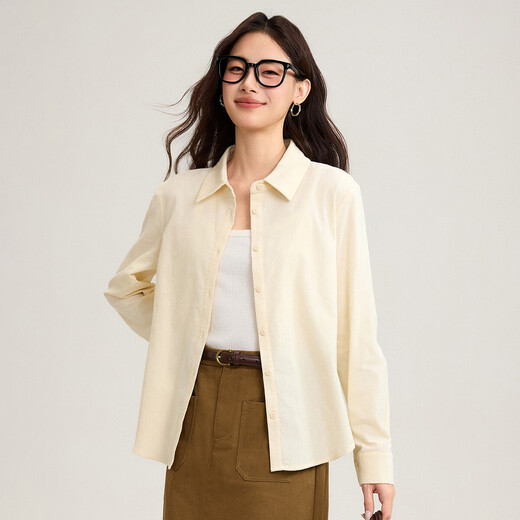INMAN pure cotton commuting simple long-sleeved lapel shirt 2026 autumn professional versatile layered corduroy shirt for women