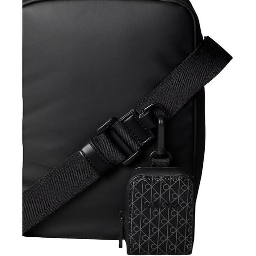 Calvin Klein Jeans men's shoulder bag multi-pocket front pocket zipper water repellent daily carry black lightweight waterproof Black ONE SIZE