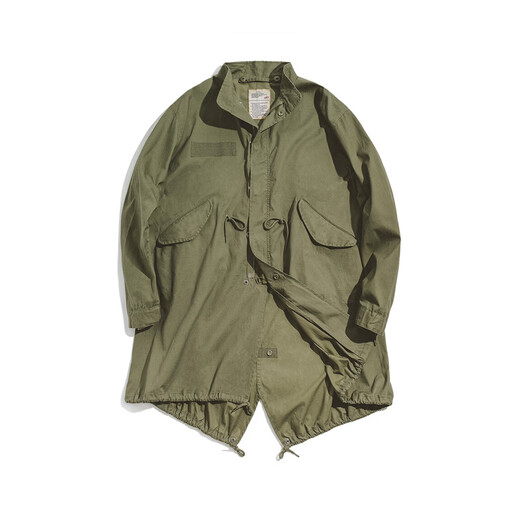 Madden Workwear American Retro M65 Trench Parka Fishtail Windbreaker Parka Mid-Length Coat Jacket Men's Autumn Military Green (Loose, Large 2 Sizes) XS