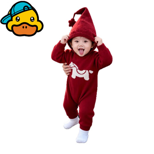 G.duck Year of the Horse parent-child clothing for a family of three 2026 new Spring Festival New Year's greetings clothes mother and son mother-daughter red New Year sweater red 175 L