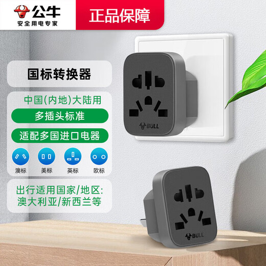 BULL New National Standard Australian Standard Travel Socket Multi-Country Universal Conversion Plug Suitable for Mainland China/Australia/New Zealand Power Converter Socket GN-L11