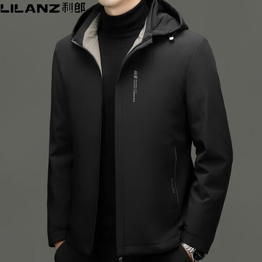 LILANZ легкая одежда мужская зимняя модная повседневная куртка со съемным капюшоном пуховик для людей молодого и среднего возраста черный 86231 модель 3XL 190 рекомендуется 180-200Jin Jin равен 0,5 кг