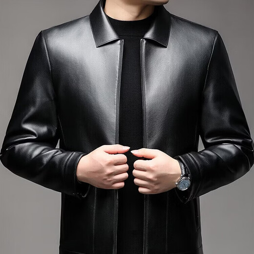 KBXNG Jinba Leather Jacket Men's Leather Jacket Men's Removable Goose Down Liner Jacket Sheepskin Short Lapel Motorcycle Trend 9989 Khaki Removable Goose Down Liner Sheepskin e M 170 Recommended 90-120 Jin Jin is equal to 0.5 kg