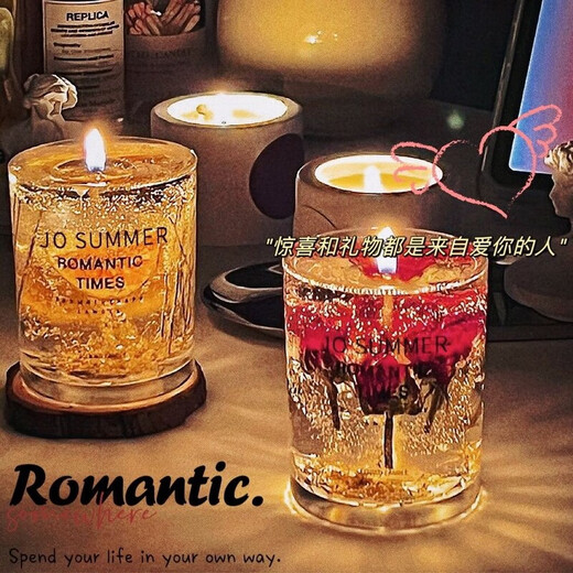 Shantou Lincun plant essential oil, dried flower jelly wax, high-looking and atmospheric candle, light luxury and romantic bedroom sleep gift for couples, small size, available for 12 hours of white wax, pure white without interior, shoot 1 and 2, velvet rose + Hilton hotel fragrance/recommended