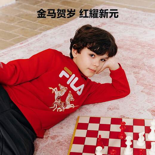 FILA children's sweatshirt 2026 spring men's and large children's hooded sweatshirt