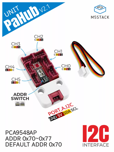 Official M5StackPaHubv2.1I2C bus 1 minute 6 expansion onboard DIP switch PCA9548AP default