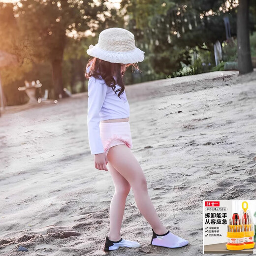 Big Tuan Xiaoyuan Girls' Split Swimsuit 2025 New Children's Long-Sleeved Sunscreen Quick-Drying Swimwear Baby Hot Spring Resort Swimsuit Trendy Pink 90 Size