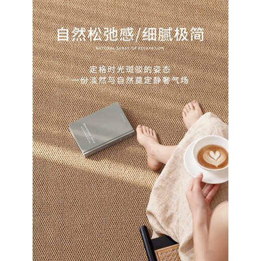 Pupan imitation sisal carpet living room 2025 new no-wash wabi-sabi antique style floor mat plain solid color bedside blanket entrance carpet camel high-end imitation sisal wear-resistant and stain-resistant imitation cat scratch 60cm*90cm