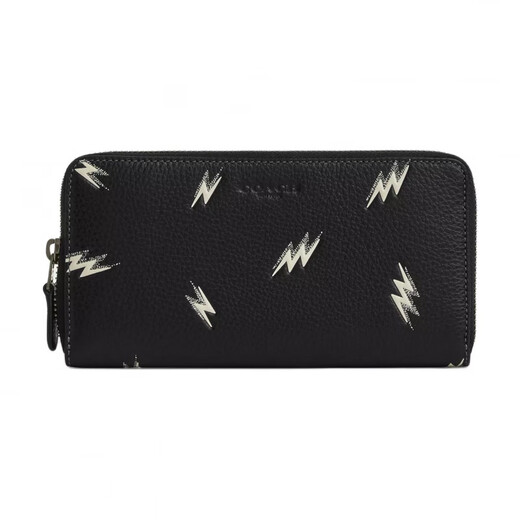 COACH Lightning Bolt Print Leather Wallet Men's Black Black 1 Black 2