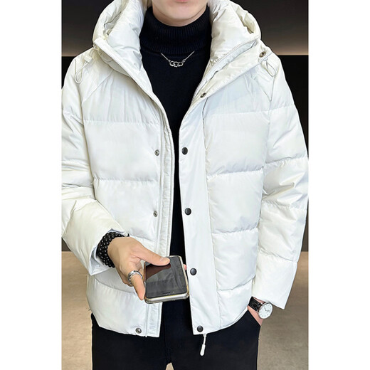 Snow Flying (SNOWFLYING) high-end brand down jacket men's 2025 new hooded plus velvet thickened cold-proof casual jacket solid color versatile trend black