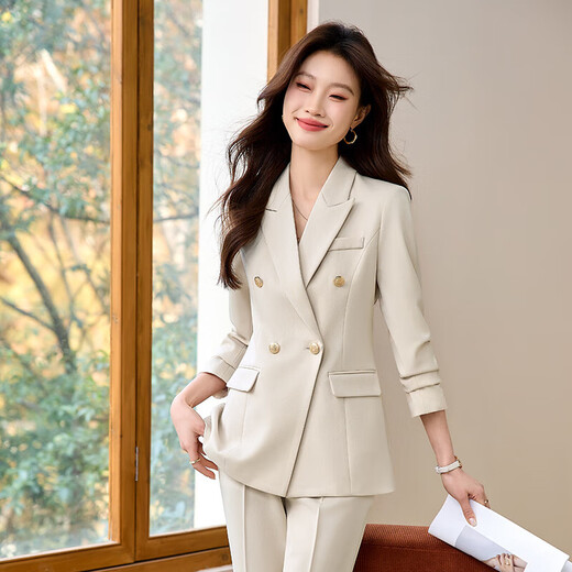 Suit suit women's high-end spring new business suit 2025 temperament interview formal work suit black jacket + bell bottoms (S6301+B259) L