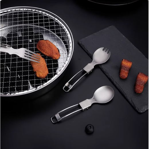 Shantou Lincun Spoon 304 Stainless Steel Folding Spoon and Fork Portable Tableware Outdoor Travel Spoon Work Picnic Takeaway Tableware 1 piece 304 Stainless Steel 304 Stainless Steel