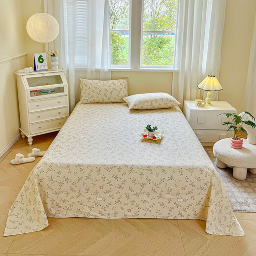 Fazeya Hengyuanxiang Group Class A bed sheets 200x230cm double-layer gauze tatami bed cover for home dormitories, suitable for all seasons, Magnolia Rabbit, soft and comfortable, suitable for all seasons, single sheet + pillowcase/pair 120cm*230cm