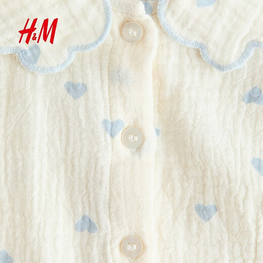 H&M2026 Spring New Children's Clothing Baby Girls Cotton Muslin Top 1316466 Cream/Heart Shape 90 90/52(1.5-2Y)