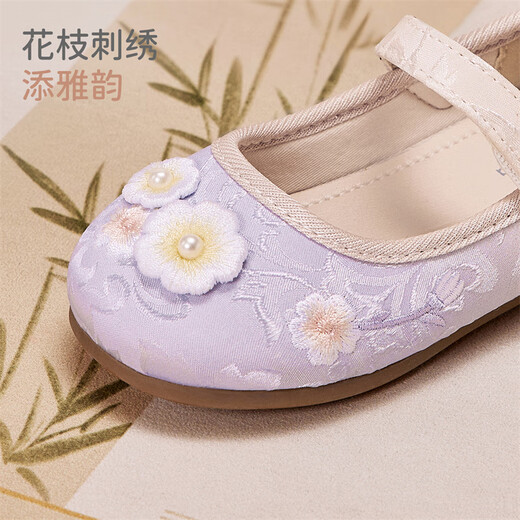 DAVE&BELLA Girls' Leather Shoes Chinese Style Children's Hanfu Shoes 2026 Spring New Baby Girls' Shoes Children's Casual Shoes Gradient Purple Ready Stock 21