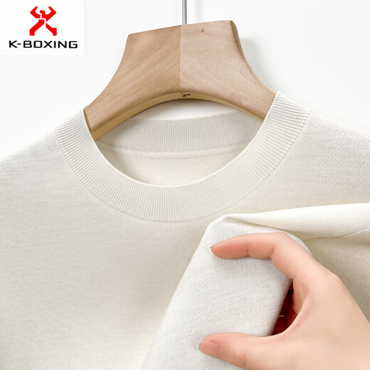 KBXNG Jinba business men's flat worsted wool sweater round neck pullover autumn and winter long-sleeved men's bottoming shirt casual business men white one size 110