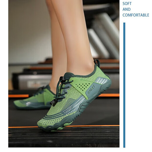 Indoor fitness shoes, shock-absorbing skipping shoes, women's soft-soled yoga shoes, men's sports shoes, non-slip aerobics shoes, comprehensive training shoes 504-green/sports code 37